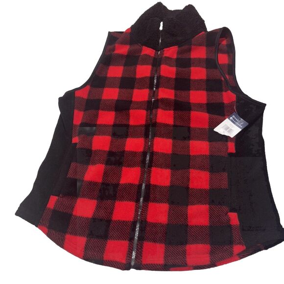 Chaps Ralph Lauren Women’s NWT BUFFALO PLAID Vest Multicolor Full Zip Ski Cabin - Picture 1 of 16